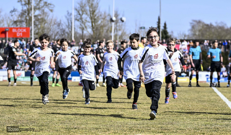 SG Barockstadt - Offenbacher Kickers: Einlaufkind, Einlaufkinder, Torgranate